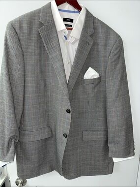 Tasso Elba Black & White Micro-Check Sport Coat